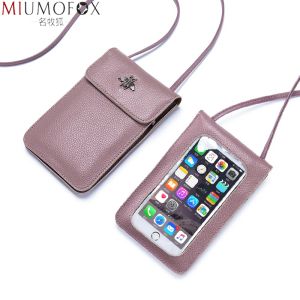 Bags Luxury Brand Lady Phone Bag Designer Transparent Touch Screen Long Wallet Genuine Leather 2023 Women Crossbody Bag for iPhone 13