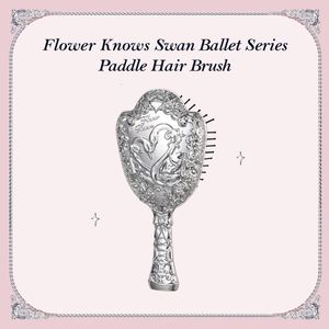 Flower Knows Swan Ballet Series Paddle Hair Brush Air Cushion Hair Comb Scalp Massage 240407