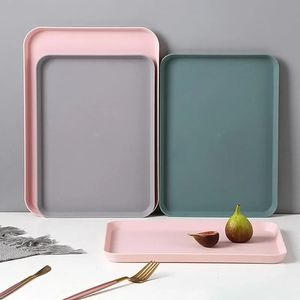 Exquisite Nordic Multi-Function Rectangular Plastic Serving Tray Kitchen Organizer Home Kitchen Fruit Dessert Tray