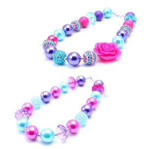 Ожерелья MHS.SUN 5PCS FADY FLOWERS BEADS Ожерелье DIY Детские коренастые акриловые прикусы с бисером ожерелье для детской вечеринки BN012