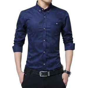 Camicie in vendita calda New Fashion Cash Men camicia a manica lunga Jacquard Weave Slip Fit Magni da uomo in cotone Mens Dress Camicie Abiti da uomo 5xl