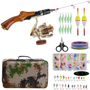 Tillbehör Ice Fishing Rod Combo Gear with Fishing Bags Pe Line Ice Jig Bait Folat Bobbers Ice Fishing Accessories for Bass Trout Fishing