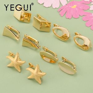 Componentes Yegui M804, Acessórios de Jóias, Batilhas de ouro de 18k, 0,3 mícrons, encantos, fabricação à mão, fabricação de jóias, brincos de bricolage, clipe de ouvido, 10pcs/lote