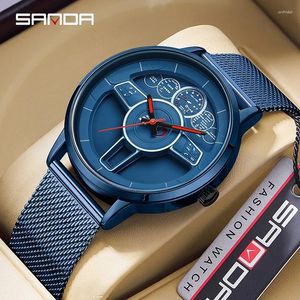 Armbandsur sanda 1139 Leisure Fashion Trend Quartz Men's Watch Steel/Mesh Strap Business Simple Waterproof