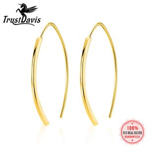 Ohrringe Trustdavis Echt 925 Sterling Silber süßer glattes Stick Moon Hoop Ohrring für Frauen Hochzeit S925 Schmuck Geschenk Großhandel DA401