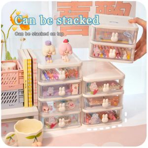 Bins Kawaii Stationery Storage Box Student Desktop Drawer Pen Holder Home Hair Accessories Sundries Girl Heart Storage Rack Organizer