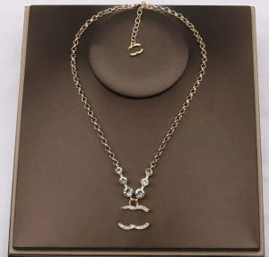 10 Color Gold Silber Luxus Designer Anhänger Halsketten Kupferkristall Perle Strass Halskette 18K Gold plattiert Frauen Jewerlry Accessoires Geschenk 2024