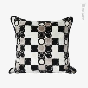 Pillow Nordic Living Room Sofa Black And White Car Flocking Cover Office High-end Home Decoration