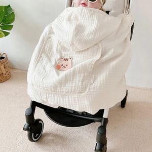 Korean baby barnvagn filt född swaddle handduk cape spädbarn solskyddsmedel sommarmantel tupplur täcker barn outkläder tillbehör 240417