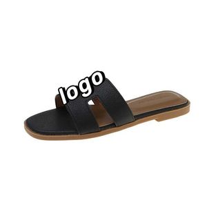 2024 NewDesigner Sandals Women Summer Wear Dow Heels Flat Casual Beach Sandals Ins Leather Sandal