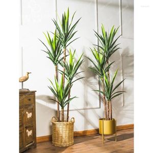 Dekorativa blommor Simulering Sisal Dracaena Marginata Fake Trees Greenery Potted Inomhus vardagsrum golvstativ dekoration