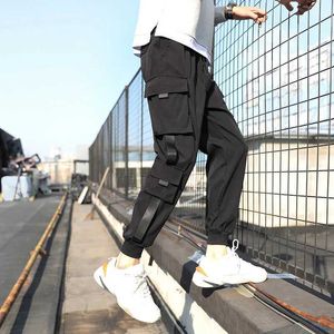 Men's Pants Mens Cargo Pants Casual Hip Hop Hit Color Multiple Pockets Trousers Strtwear Ribbons Techwear Sweatpants Y2404227Z3E