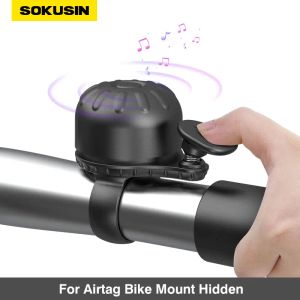 Groupsets SOKUSIN For Apple Airtag Bicycle Holder Bike Bell Mount Hidden Navigation Sports Handheld Cycling GPS Kits 360° Rotatable Black