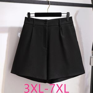 Shorts de tamanho grande para mulheres grandes cintura elástica casual solta alta perna larga Summerblack 4xl 5xl 6xl 7xl Roupas 240411