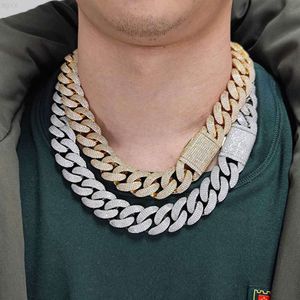 High Quality Hip Hop 20mm Bubble Miami Cuban Chain Bracelet Four Rows Iced Out Diamond Cuban Link Chain Necklace for Men