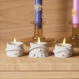 Cerâmica Christmas Snowlan Snowler Holder Silicone Molds para concreto e cimento Diy Tealight Veller Decor Jesmonite Mold Home Decor