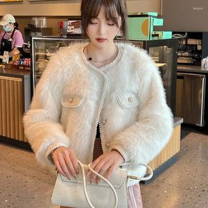 Women's Fur 2024 Autumn Fashion Faux Coat Women Korea Warm Feather Coats Loose Short Outercoat Lady Party Elegant Outfits