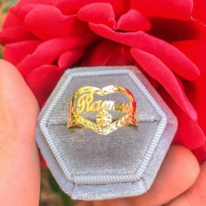 Rings Anello di cuore personalizzato per fidanzata, moglie, regali di mamma