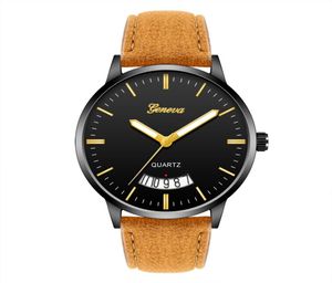 Moda Mens Genebra Black Dial Calendário Data Business Leather Watches NOVOS MAIOS MASCO CASUAL LEISUR WURNS Relógios para mens8236175