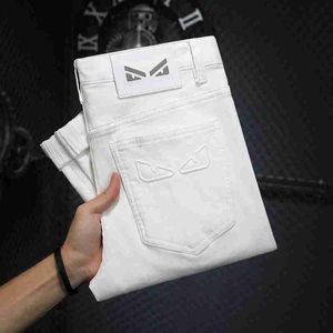 Men's Jeans designer High end trendy summer thin and versatile little devil casual slim fit white jeans for men MYCK