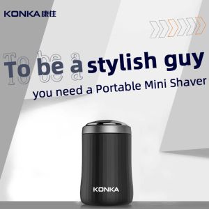 Rakare Konka Portable Mini Electric Shaver Beard Trimmer Razor Wet and Dry Use Tape C Charge Shaver för män Razor