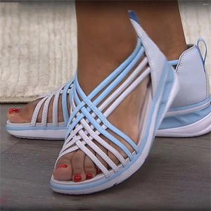 Sandals Pool Slides Shoes Women Women'S Casual Stretchy Slope Bottom Roman Summer Fashion Ladies Heel For