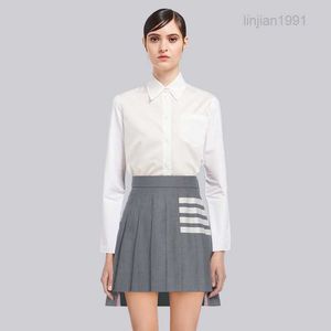 TB Salia plissada Classic Four Bar Gray College Style Syle Design Ultra Short A-Line Skirt Jk Skirt TB