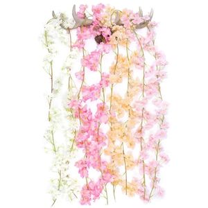 Sakura Artificial Blossom Flowers Cherry Garland Wedding Arch Garden Backdrop Home Party Decoration Fake Plants Vine 1,8m