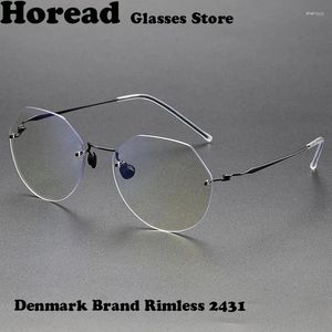 Solglasögon ramar Danmark Fashion Rimless Glasses Frame Pure Titanium Men Kvinnor Frameless Ultralight Optical Eyewear Gafas glasögon