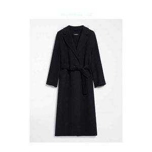Brand Coat Women Coat Designer Coat MAXMARAS Long Wool Coat Dark Blue