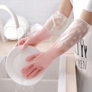 Gloves 1 Pair Thermal Dishwashing Gloves Thick And Durable Cleaning Gloves Waterproof Nonslip Household Scrubber Kitchen Clean Tool