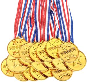 50 피스 어린이 플라스틱 골드 플라스틱 수상자 메달 어린이 골든 메달 스포츠 데이 상을위한 두상 240407 상.