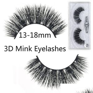 Falsos cidadãos 3D Mink 13-15mm Crisscross grossa longa artesanal cílios falsos Extensões de cílios Maquiagem de olho de olho Fita de entrega de queda OT3QH