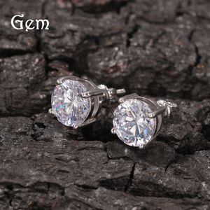 ins ins zircon Zircon Hip Hop with Male Sier Needle for Allergy Prevention Earrings