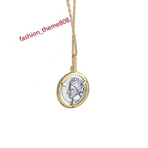 Wuqie Sterling Silver 925 Jewelry Gold Plated Retro Portrait Coin Pendant Necklace Women Necklace