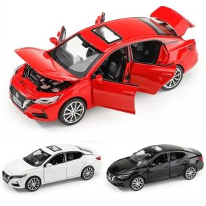 Cars 1/32 Nissan SYLPHY Miniature Diecast Toy Car Model Sound & Light Doors Openable Educational Collection Gift for Children Boy
