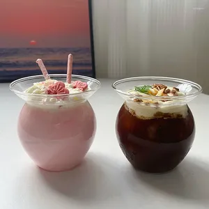 Şarap Bardağı Şeffaf Cam Kişiselleştirilmiş İnci Süt Kupaları Isıya Dayanıklı Dondurma Sunak Kupası Parti Malzemeleri için