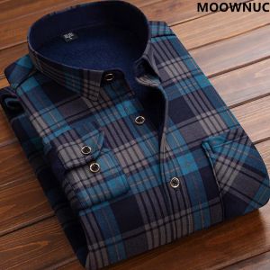 Sweatshirts 2022 Autumn and Winter New Men's Fashion Longsleved Plaid Shirts Men's Slim Fit Thicked Warm Highquality Shirts 5xl