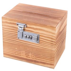 Scatola di risparmio in legno di salvadanai in legno in legno Brand Block Box Blocking Casella elettorale Risparmio Coin Money Bank Jar Box 240415