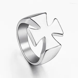 Cluster Rings Vintage Knights Templar Iron Stainless Steel Cross Ring For Men Boy Retro Punk Cool Male Jewelry