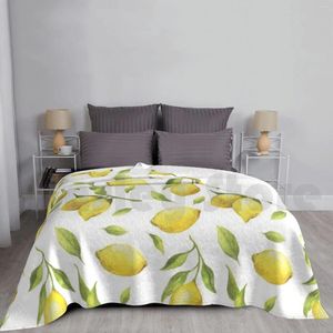 Blankets Pattern Blanket For Sofa Bed Travel Citrus Orange Fruits Blossom Floral Freshening Branches