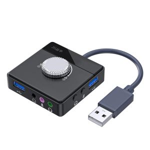 Hubs USB HUB External Volume Control 3 Ports To 3.5mm Jack DriverFree Volume Adjustable Sound Card External Stereo Audio Adapter