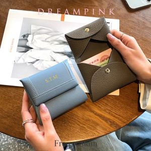 Purses Luxury Design Cowhide Square Coin Purse Fashion Custom Letter Japan mini plånbok Anpassa initialer äkta läderpengar