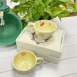 Łatwy w utrzymaniu ceramiczny kubek do kawy trwały kwiat kolorowy gładka glazura mleczna herbata naczynia picia czyste 240418