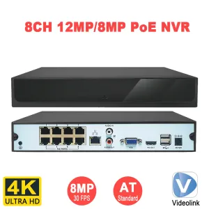 LENS 4K 8MP 30fps POE NVR 8CH H.265 P2P Video Registratore di rete Onvif Retect Human per la videocamera IP Sistema di sorveglianza videocamera