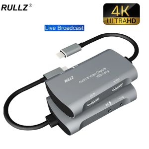 Lens 4K TV Loop Mic Input Type C Video Capture Card 1080p USB 2.0 PC Game Recording Box för PS4 Xbox HD Camera Live Streaming Plate