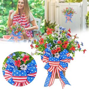 Dekorativa blommor Juldekorationer Dörrkrans Fall Sunflower 2024 Independence Day Flower Basket American