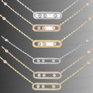 Hot sales Designer Messik Pendant Necklaces for Women 18K Rose Gold Silver S925 Silver Geometri sliding Three Diamond Valentines Day Jewelry gift wholesale