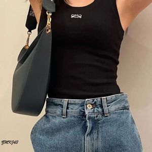 Brand Tops Loewve Top Stickerei Logo Loewve Tank Sommer Sex Y2K Short Loewee Shirt Designer Slim Navel Exposed Outfit Elastic Sports K 3976