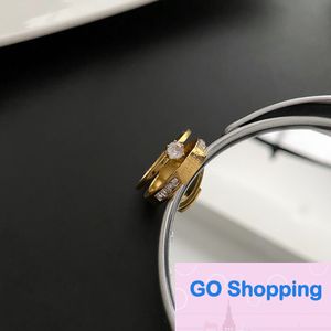 Luxury Titanium Steel Double-Layer Ring Female Large Zircon Affordable Fashion Niche Personality Ring Unadjustable Index Finger Rings